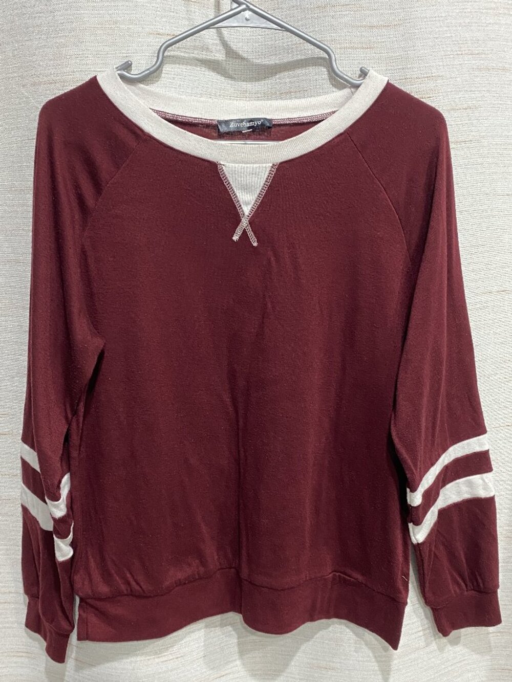 Zuvebamyo Long Sleeve Shirt Red White Medium Womens (019)